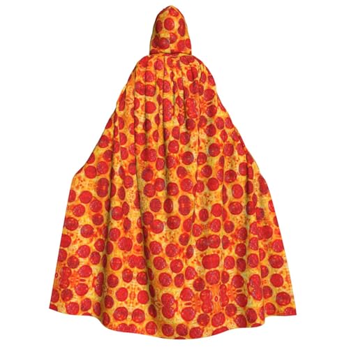dkkuvt 3D Pizza Pepperoni Print Halloween Elegance Hooded Cloak Uni Cape For Cosplay Carnival Parties Costumes von dkkuvt