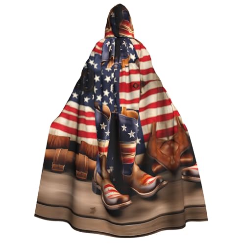 dkkuvt Amerikanische Flagge mit Cowboystiefeln, geeignet für Männer und Frauen, Halloween-Kostüm, Kapuzenumhang, Umhang für Erwachsene, Umhang dkkuvt Amerikanische Flagge mit Cowboystiefeln, geeignet für Männer und Frauen, Halloween-Kostüm, Kapuzenumhang, Umhang für Erwachsene, Umhang von dkkuvt