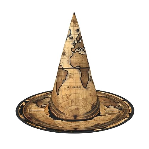 dkkuvt Antike Karte Weltkugel Druck Karneval Halloween Hexenhut Kostüm Hut für Partys Maskeraden für Damen Herren dkkuvt Antike Karte Weltkugel Druck Karneval Halloween Hexenhut Kostüm Hut für Partys Maskeraden für Damen Herren von dkkuvt