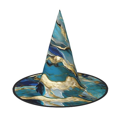 dkkuvt Azurit Blaugrün und Folie Gold Öl Marmor Muster Druck Karneval Halloween Hexenhut Kostüm Hut für Partys Maskeraden für Damen Herren dkkuvt Azurit Blaugrün und Folie Gold Öl Marmor Muster Druck Karneval Halloween Hexenhut Kostüm Hut für Partys Maskeraden für Damen Herren von dkkuvt