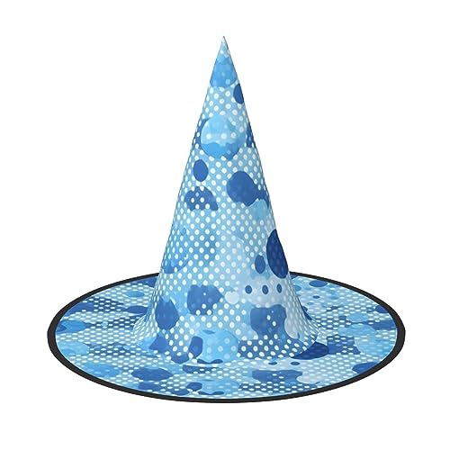 dkkuvt Blauer Tupfen-Druck, Karneval, Halloween, Hexenhut, Kostüm, Hut für Partys, Maskeraden für Damen und Herren dkkuvt Blauer Tupfen-Druck, Karneval, Halloween, Hexenhut, Kostüm, Hut für Partys, Maskeraden für Damen und Herren von dkkuvt