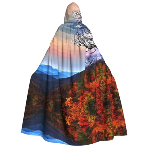dkkuvt Blue Ridge Mountains Druck, geeignet für Männer und Frauen, Halloween-Kostüm, Kapuzenumhang, Umhang für Erwachsene, Umhang von dkkuvt