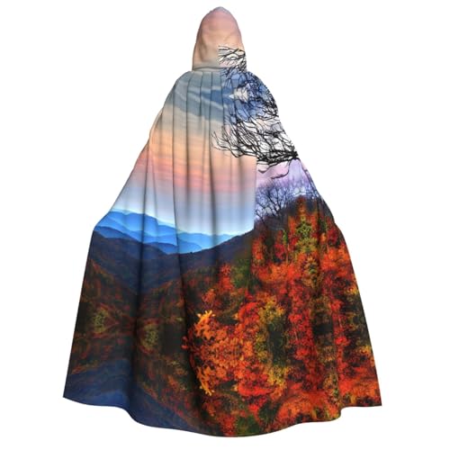 dkkuvt Blue Ridge Mountains Print Halloween Elegance Hooded Cloak Uni Cape For Cosplay Carnival Parties Costumes von dkkuvt