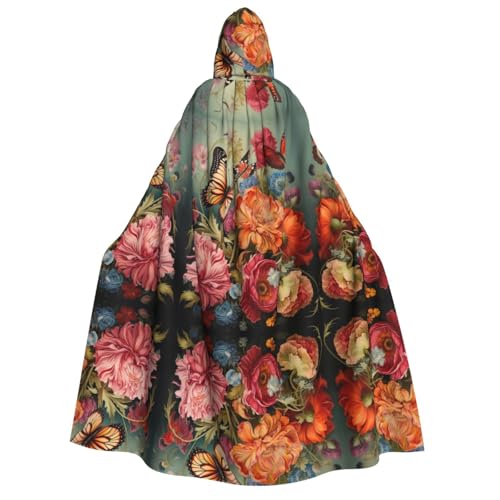 dkkuvt Blumen- und Schmetterlings-Druck, geeignet für Männer und Frauen, Halloween-Kostüm, Kapuzenumhang, Umhang für Erwachsene, Umhang dkkuvt Blumen- und Schmetterlings-Druck, geeignet für Männer und Frauen, Halloween-Kostüm, Kapuzenumhang, Umhang für Erwachsene, Umhang von dkkuvt