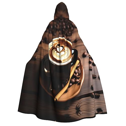 dkkuvt Delicious Heart Coffee Print Halloween Elegance Hooded Cloak Uni Cape For Cosplay Carnival Parties Costumes von dkkuvt