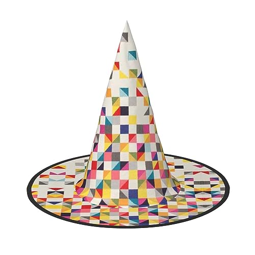 dkkuvt Dreieckiger geometrischer Druck, Karneval, Halloween, Hexenhut, Kostüm, Hut für Partys, Maskeraden für Damen und Herren dkkuvt Dreieckiger geometrischer Druck, Karneval, Halloween, Hexenhut, Kostüm, Hut für Partys, Maskeraden für Damen und Herren von dkkuvt