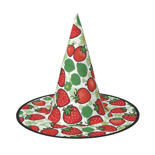dkkuvt Erdbeermuster-Druck, Karneval, Halloween, Hexenhut, Kostüm, Hut für Partys, Maskeraden für Damen und Herren dkkuvt Erdbeermuster-Druck, Karneval, Halloween, Hexenhut, Kostüm, Hut für Partys, Maskeraden für Damen und Herren von dkkuvt