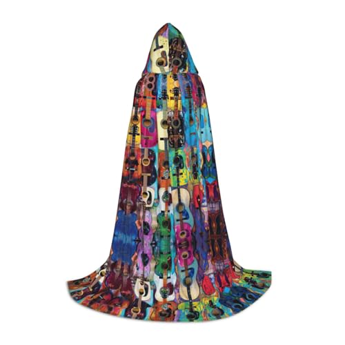 dkkuvt Farbiger Akustik- und Gitarren-Druck, Karneval, Party-Dekoration, Umhang, Uni, Umhang, Gothic-Kostüm, Hexe, Vampir, Zauberer dkkuvt Farbiger Akustik- und Gitarren-Druck, Karneval, Party-Dekoration, Umhang, Uni, Umhang, Gothic-Kostüm, Hexe, Vampir, Zauberer von dkkuvt