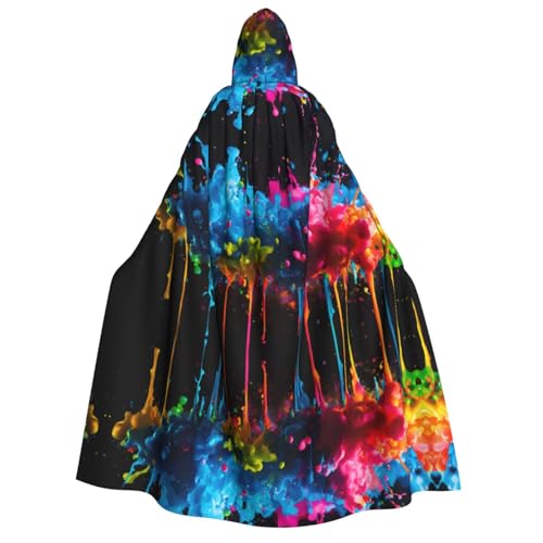 dkkuvt Farbspritzer-Hintergrund, Druck, Halloween, Eleganz, Kapuzenumhang, Uni, Umhang für Cosplay, Karneval, Partys, Kostüme von dkkuvt