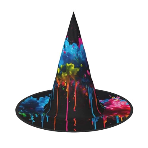 dkkuvt Farbspritzer-Hintergrund, Druck, Karneval, Halloween, Hexenhut, Kostüm, Hut für Partys, Maskeraden für Damen und Herren dkkuvt Farbspritzer-Hintergrund, Druck, Karneval, Halloween, Hexenhut, Kostüm, Hut für Partys, Maskeraden für Damen und Herren von dkkuvt