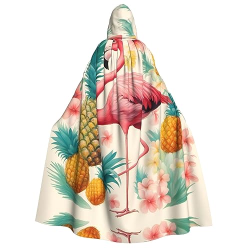 dkkuvt Flamingo und Ananas, 1 Druck, geeignet für Männer und Frauen, Halloween-Kostüm, Kapuzenumhang, Umhang für Erwachsene, Umhang von dkkuvt