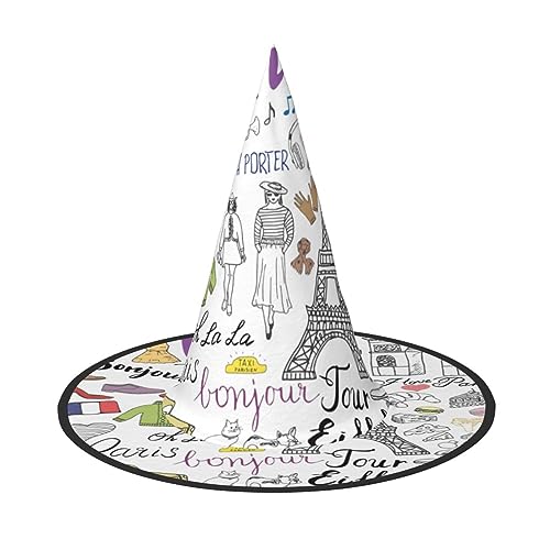 dkkuvt Französische Pariser Tour Eiffelturm Druck Karneval Halloween Hexenhut Kostüm Hut für Partys Maskeraden für Damen Herren dkkuvt Französische Pariser Tour Eiffelturm Druck Karneval Halloween Hexenhut Kostüm Hut für Partys Maskeraden für Damen Herren von dkkuvt
