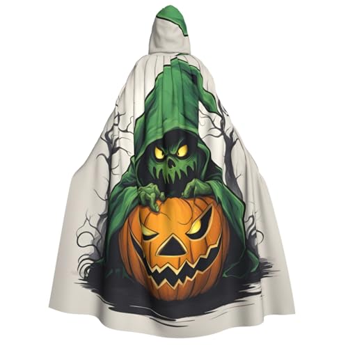 dkkuvt Grüner Geist Horror Halloween Kürbis 1 Druck geeignet für Männer Frauen Halloween Kostüm Kapuzenumhang Umhang Design für Erwachsene Umhang von dkkuvt