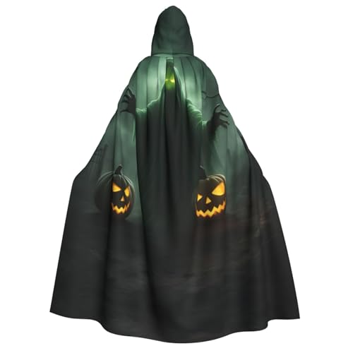 dkkuvt Grüner Geister-Horror-Halloween-Kürbis-Druck, Halloween, Eleganz, Kapuzenumhang, Uni, Umhang für Cosplay, Karneval, Partys, Kostüme von dkkuvt