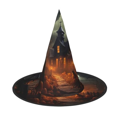 dkkuvt Gruseliger Halloween-Druck, Karneval, Halloween, Hexenhut, Kostüm, Hut für Partys, Maskeraden für Damen und Herren dkkuvt Gruseliger Halloween-Druck, Karneval, Halloween, Hexenhut, Kostüm, Hut für Partys, Maskeraden für Damen und Herren von dkkuvt