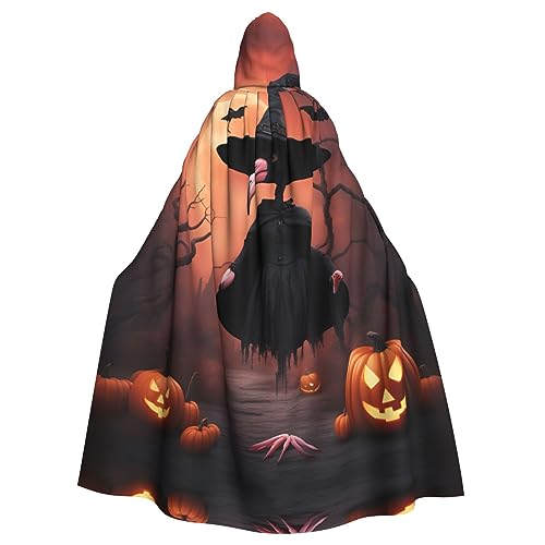 dkkuvt Halloween Flamingo Hexenhut Druck Erwachsene Halloween Umhang Dramatisches Kostüm Zubehör für Männer Frauen für Maskeraden von dkkuvt
