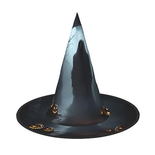 dkkuvt Halloween-Geister-Druck, Karneval, Halloween, Hexenhut, Kostüm, Hut für Partys, Maskeraden für Damen und Herren dkkuvt Halloween-Geister-Druck, Karneval, Halloween, Hexenhut, Kostüm, Hut für Partys, Maskeraden für Damen und Herren von dkkuvt