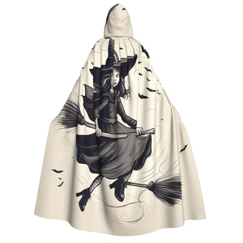 dkkuvt Halloween Hexe fliegend 1 Druck Halloween Elegance Kapuzenumhang Uni Umhang für Cosplay Karneval Partys Kostüme von dkkuvt