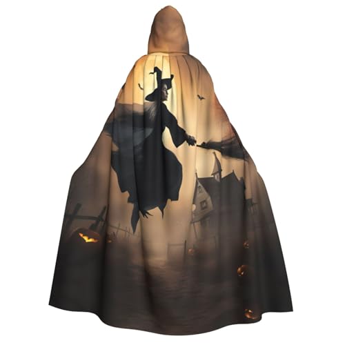 dkkuvt Halloween Hexe fliegende 2 Druck Halloween Elegance Kapuzenumhang Uni Umhang für Cosplay Karneval Partys Kostüme von dkkuvt