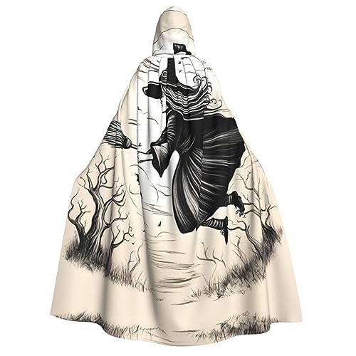 dkkuvt Halloween-Hexen-Motiv, geeignet für Männer und Frauen, Halloween-Kostüm, Kapuzenumhang, Umhang für Erwachsene, Umhang von dkkuvt