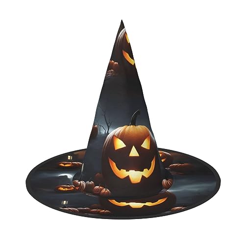 dkkuvt Halloween-Kürbis-Druck, Karneval, Halloween, Hexenhut, Kostüm, Hut für Partys, Maskeraden für Damen und Herren dkkuvt Halloween-Kürbis-Druck, Karneval, Halloween, Hexenhut, Kostüm, Hut für Partys, Maskeraden für Damen und Herren von dkkuvt
