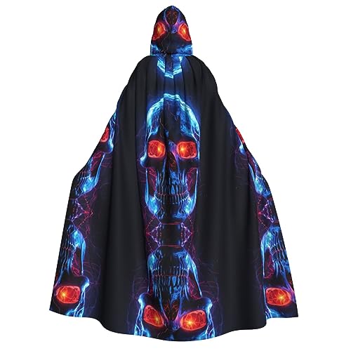 dkkuvt Halloween-Totenkopf-Druck, geeignet für Männer und Frauen, Halloween-Kostüm, Kapuzenumhang, Umhang für Erwachsene, Umhang von dkkuvt