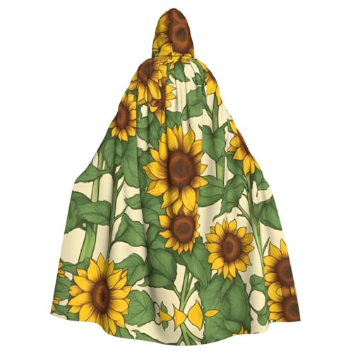 dkkuvt Halloween-Umhang mit Sonnenblumen-Aufdruck, dramatisches Kostümzubehör für Männer und Frauen, für Maskeraden von dkkuvt