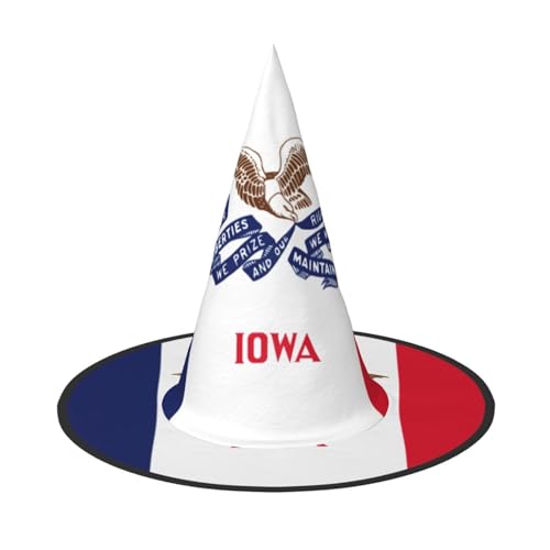 dkkuvt Iowa Hexenhut mit Staatsflagge, Druck, Karneval, Halloween, Hexenhut, Kostüm, Hut für Partys, Maskeraden für Damen und Herren dkkuvt Iowa Hexenhut mit Staatsflagge, Druck, Karneval, Halloween, Hexenhut, Kostüm, Hut für Partys, Maskeraden für Damen und Herren von dkkuvt