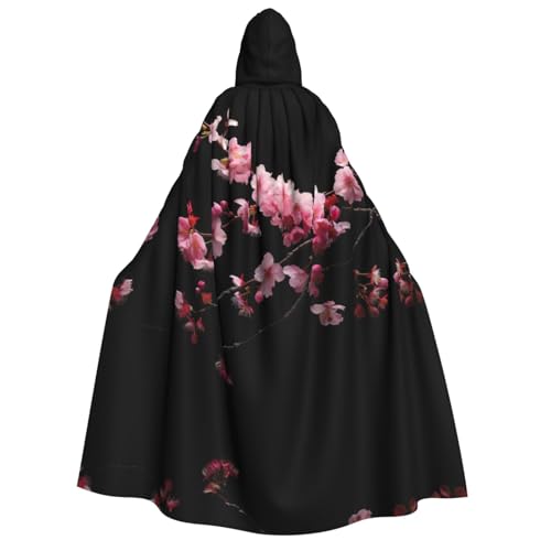 dkkuvt Japanischer Kirschblumen-Druck, geeignet für Männer und Frauen, Halloween-Kostüm, Kapuzenumhang, Umhang für Erwachsene, Umhang von dkkuvt