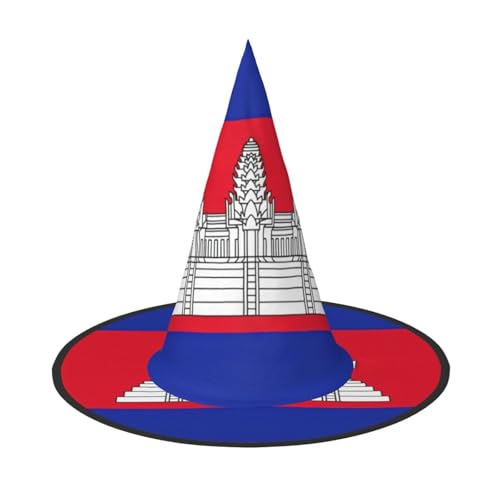 dkkuvt Kambodscha-Flagge, Druck, Karneval, Halloween, Hexenhut, Kostüm, Hut für Partys, Maskeraden für Damen und Herren dkkuvt Kambodscha-Flagge, Druck, Karneval, Halloween, Hexenhut, Kostüm, Hut für Partys, Maskeraden für Damen und Herren von dkkuvt