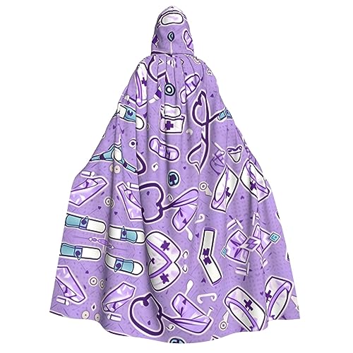 dkkuvt Kapuzenumhang mit Krankenschwestermuster, violetter Druck, Halloween, Eleganz, Uni, Umhang für Cosplay, Karneval, Partys, Kostüme dkkuvt Kapuzenumhang mit Krankenschwestermuster, violetter Druck, Halloween, Eleganz, Uni, Umhang für Cosplay, Karneval, Partys, Kostüme von dkkuvt
