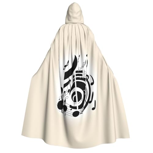 dkkuvt Kapuzenumhang mit Musiknoten-Druck, Halloween, Eleganz, Uni, Umhang für Cosplay, Karneval, Partys, Kostüme von dkkuvt