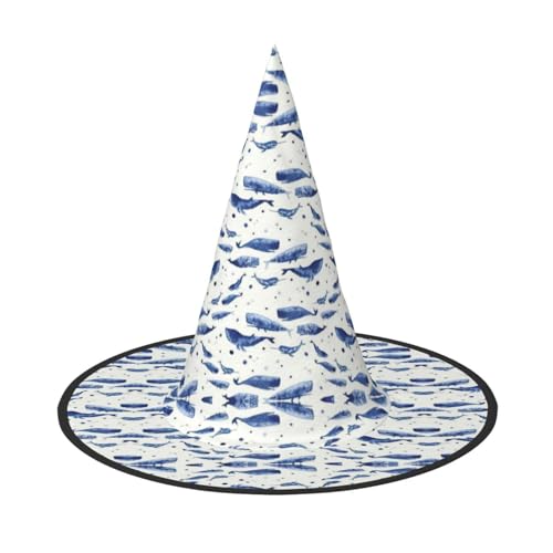 dkkuvt Kleiner Blauwal Schwimmdruck Karneval Halloween Hexenhut Kostüm Hut für Partys Maskeraden für Damen Herren von dkkuvt
