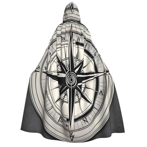dkkuvt Law Of The Compass Navigation 1 Print Halloween Elegance Hooded Cloak Uni Cape For Cosplay Carnival Parties Costumes von dkkuvt