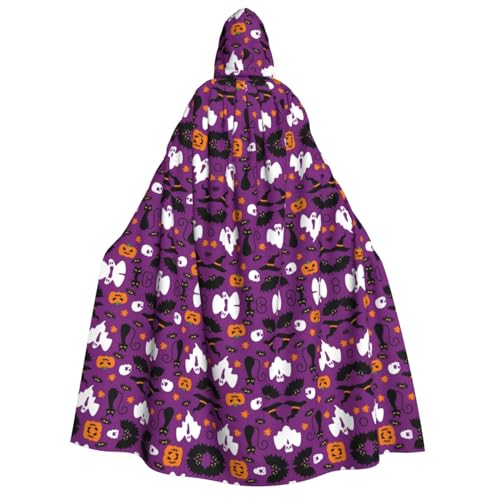 dkkuvt Lila Halloween Horror Print Halloween Elegance Kapuzenumhang Uni Umhang für Cosplay Karneval Partys Kostüme von dkkuvt