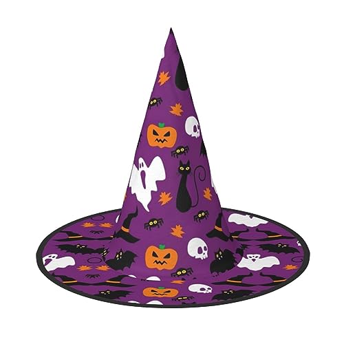 dkkuvt Lila Halloween Horror Print Karneval Halloween Hexenhut Kostüm Hut für Partys Maskeraden für Damen Herren von dkkuvt