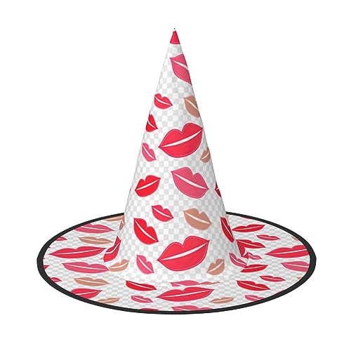 dkkuvt Lippen-Druck, Karneval, Halloween, Hexenhut, Kostüm, Hut für Partys, Maskeraden für Damen und Herren dkkuvt Lippen-Druck, Karneval, Halloween, Hexenhut, Kostüm, Hut für Partys, Maskeraden für Damen und Herren von dkkuvt