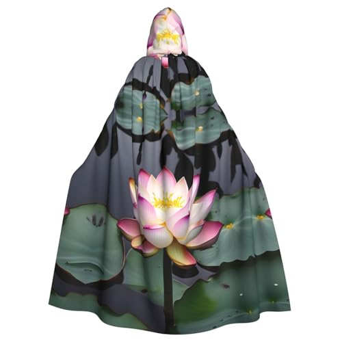 dkkuvt Lotusblume, weißer Druck, Halloween-Umhang, dramatisches Kostümzubehör für Männer und Frauen, für Maskeraden dkkuvt Lotusblume, weißer Druck, Halloween-Umhang, dramatisches Kostümzubehör für Männer und Frauen, für Maskeraden von dkkuvt