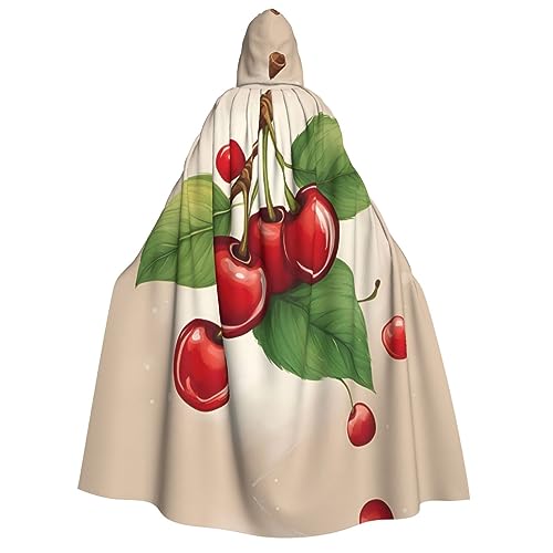 dkkuvt Lovely Sweet Red Cherry 1 Print Halloween Elegance Hooded Cloak Uni Cape For Cosplay Carnival Parties Costumes von dkkuvt