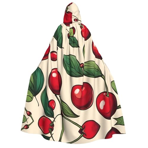 dkkuvt Lovely Sweet Red Cherry 2 Print Halloween Elegance Hooded Cloak Uni Cape For Cosplay Carnival Parties Costumes von dkkuvt
