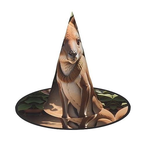 dkkuvt Lustiger Hexenhut für Känguru, Zoo-Druck, Karneval, Halloween, Hexenhut, Kostüm, Hut für Partys, Maskeraden für Damen und Herren von dkkuvt
