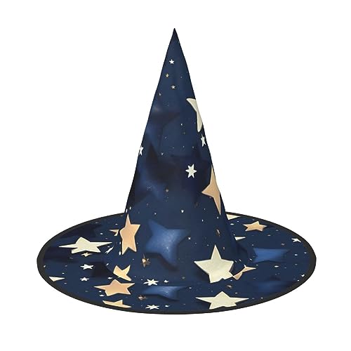 dkkuvt Marineblauer Himmel und Sternen-Druck, Karneval, Halloween, Hexenhut, Kostüm, Hut für Partys, Maskeraden für Damen und Herren dkkuvt Marineblauer Himmel und Sternen-Druck, Karneval, Halloween, Hexenhut, Kostüm, Hut für Partys, Maskeraden für Damen und Herren von dkkuvt