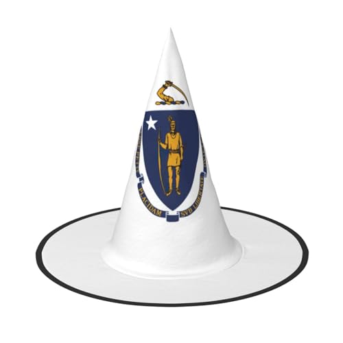 dkkuvt Massachusetts Staatsflagge, Druck, Karneval, Halloween, Hexenhut, Kostüm, Hut für Partys, Maskeraden für Damen und Herren dkkuvt Massachusetts Staatsflagge, Druck, Karneval, Halloween, Hexenhut, Kostüm, Hut für Partys, Maskeraden für Damen und Herren von dkkuvt