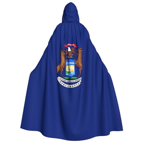 dkkuvt Michigan State Flag Print Halloween Elegance Hooded Cloak Uni Cape For Cosplay Carnival Parties Costumes von dkkuvt