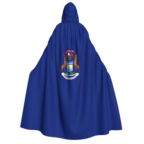 dkkuvt Michigan State Flag Print Halloween Elegance Hooded Cloak Uni Cape For Cosplay Carnival Parties Costumes von dkkuvt