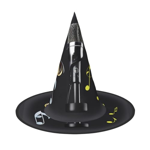 dkkuvt Mikrofon mit Musiknoten Druck Karneval Halloween Hexenhut Kostüm Hut für Partys Maskeraden für Damen Herren dkkuvt Mikrofon mit Musiknoten Druck Karneval Halloween Hexenhut Kostüm Hut für Partys Maskeraden für Damen Herren von dkkuvt