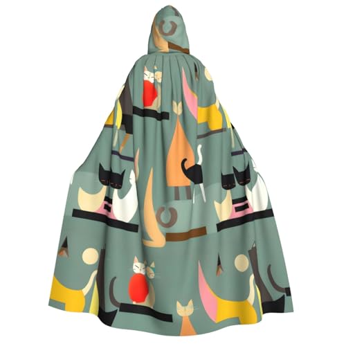 dkkuvt Moderner Katzen-Druck aus der Mitte des Jahrhunderts, geeignet für Männer und Frauen, Halloween-Kostüm, Kapuzenumhang, Umhang für Erwachsene, Umhang dkkuvt Moderner Katzen-Druck aus der Mitte des Jahrhunderts, geeignet für Männer und Frauen, Halloween-Kostüm, Kapuzenumhang, Umhang für Erwachsene, Umhang von dkkuvt
