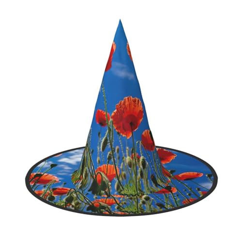 dkkuvt Mohnblumen auf blauem Himmel Druck Karneval Halloween Hexenhut Kostüm Hut für Partys Maskeraden für Damen Herren dkkuvt Mohnblumen auf blauem Himmel Druck Karneval Halloween Hexenhut Kostüm Hut für Partys Maskeraden für Damen Herren von dkkuvt