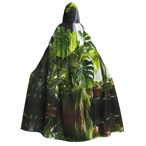 dkkuvt Monstera Deliciosa Bananenpalmen-Druck, geeignet für Männer und Frauen, Halloween-Kostüm, Kapuzenumhang, Umhang für Erwachsene, Umhang von dkkuvt