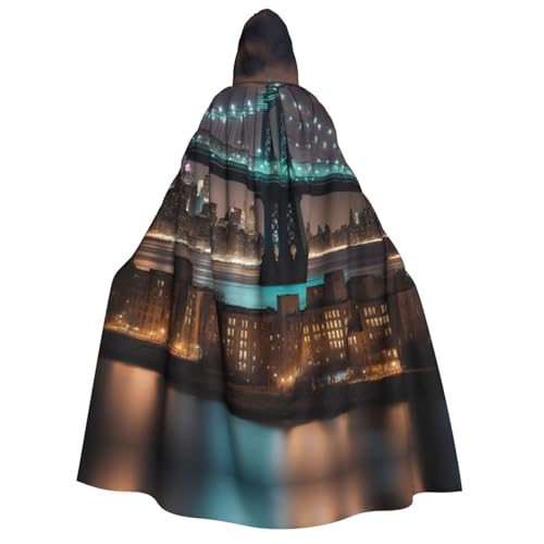 dkkuvt New York Manhattan Bridge Night Print Halloween Elegance Hooded Cloak Uni Cape For Cosplay Carnival Parties Costumes von dkkuvt